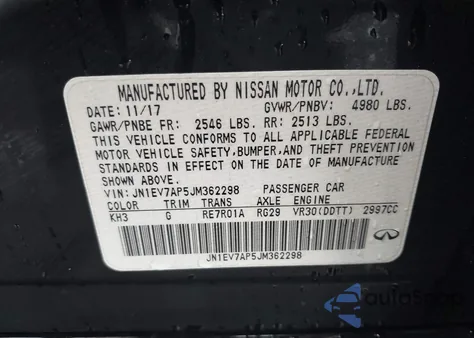 2018 Infiniti Q50 3.0T Luxe из США, поврежденный, VIN JN1EV7AP5JM362298